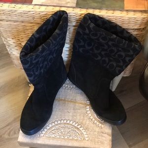 Vintage Coach TatumLeather and Wool Upper Boots 9 1/2M